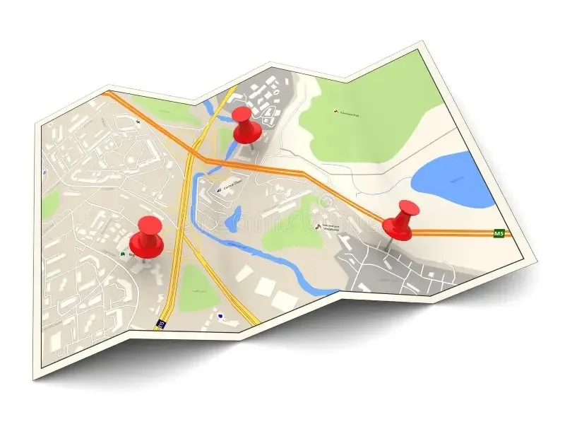 Illustration of a city map with location pins